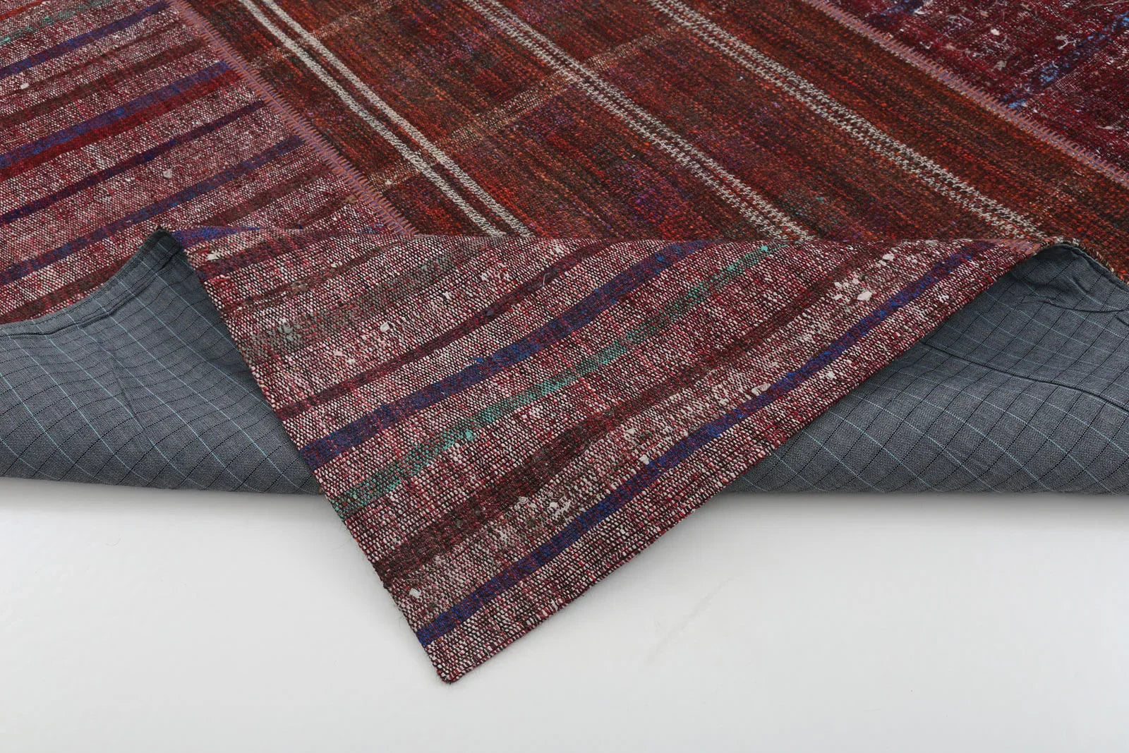 Kırk Yama Gri Patchwork Pamuk Yün El Dokuma Halısı 205x300 Agacan