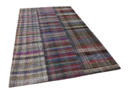 Kırk Yama Gri Patchwork Pamuk Yün El Dokuma Halısı 191x303 Agacan
