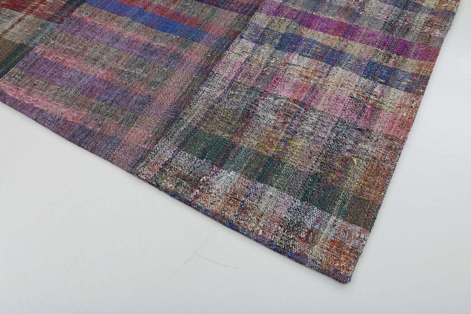 Kırk Yama Gri Patchwork Pamuk Yün El Dokuma Halısı 191x303 Agacan