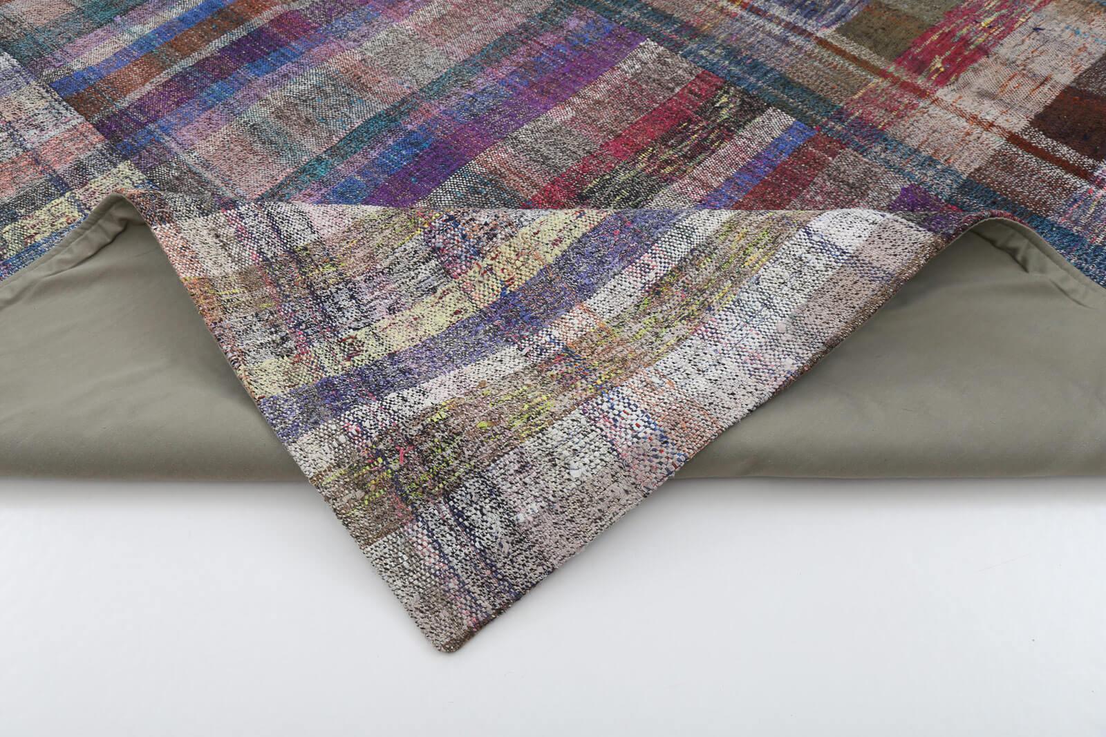 Kırk Yama Gri Patchwork Pamuk Yün El Dokuma Halısı 191x303 Agacan