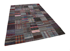 Kırk Yama Gri Patchwork Pamuk Yün El Dokuma Halısı 206x296 Agacan