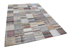 Kırk Yama Bej Patchwork Pamuk Yün El Dokuma Halısı 210x300 Agacan