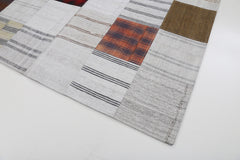 Kırk Yama Bej Patchwork Pamuk Yün El Dokuma Halısı 174x242 Agacan