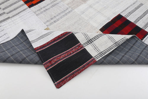 Kırk Yama Bej Patchwork Pamuk Yün El Dokuma Halısı 202x298 Agacan