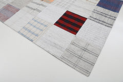 Kırk Yama Bej Patchwork Pamuk Yün El Dokuma Halısı 202x300 Agacan