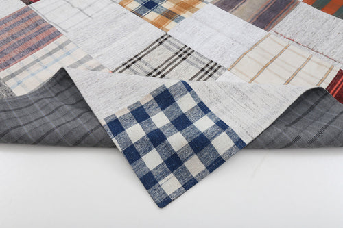 Kırk Yama Bej Patchwork Pamuk Yün El Dokuma Halısı 202x300 Agacan