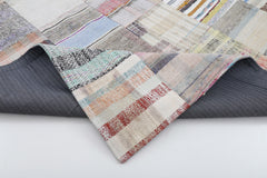 Kırk Yama Bej Patchwork Pamuk Yün El Dokuma Halısı 200x300 Agacan