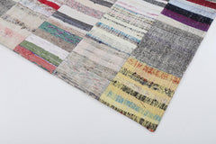 Kırk Yama Bej Patchwork Pamuk Yün El Dokuma Halısı 201x300 Agacan