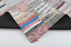 Kırk Yama Bej Patchwork Pamuk Yün El Dokuma Halısı 201x300 Agacan