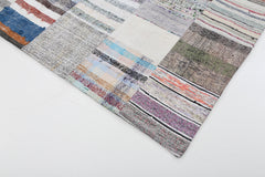 Kırk Yama Bej Patchwork Pamuk Yün El Dokuma Halısı 200x302 Agacan