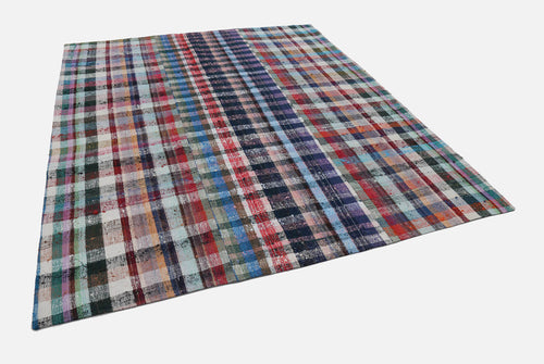Kırk Yama Gri Patchwork Pamuk Yün El Dokuma Halısı 256x305 Agacan