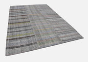 Kırk Yama Gri Patchwork Pamuk Yün El Dokuma Halısı 247x350 Agacan