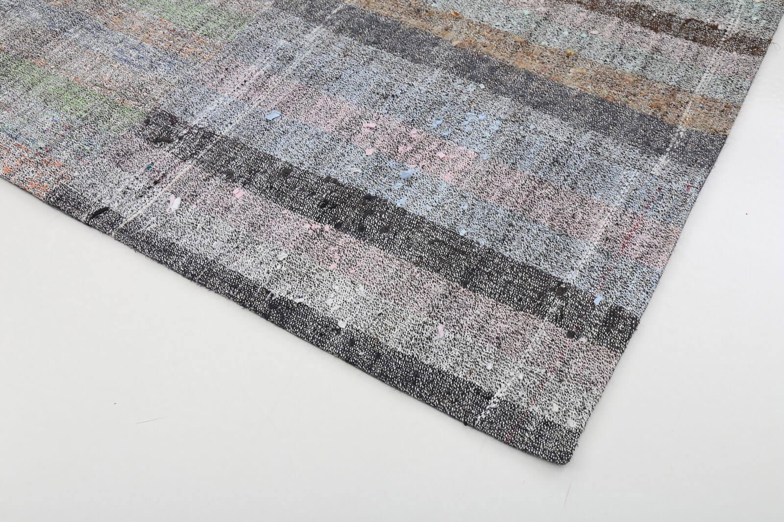 Kırk Yama Gri Patchwork Pamuk Yün El Dokuma Halısı 247x350 Agacan