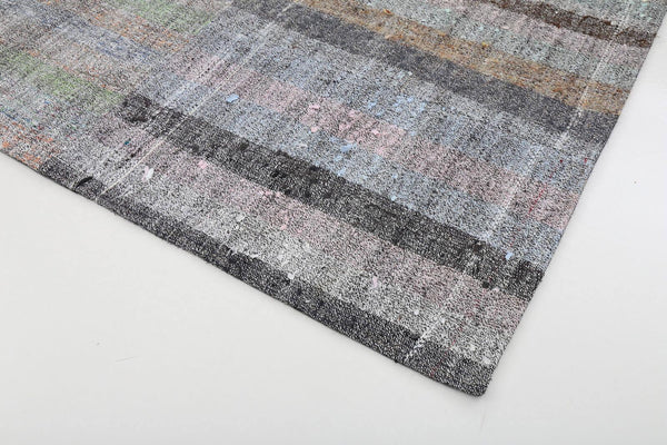 Kırk Yama Gri Patchwork Pamuk Yün El Dokuma Halısı 247x350 Agacan