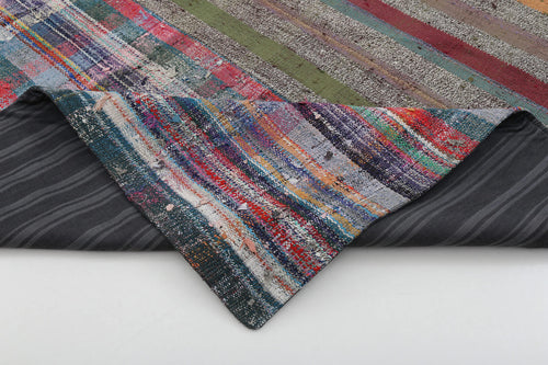 Kırk Yama Gri Patchwork Pamuk Yün El Dokuma Halısı 243x306 Agacan