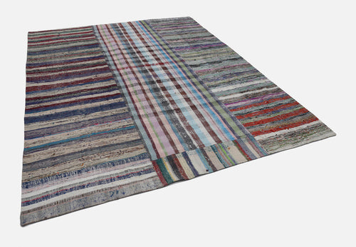 Kırk Yama Gri Patchwork Pamuk Yün El Dokuma Halısı 252x307 Agacan