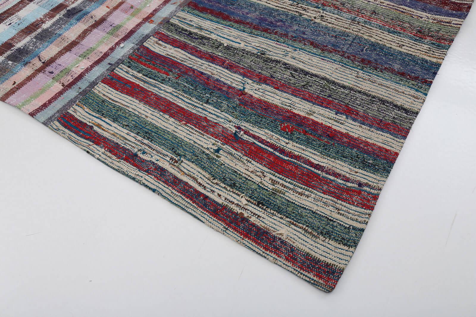 Kırk Yama Gri Patchwork Pamuk Yün El Dokuma Halısı 252x307 Agacan