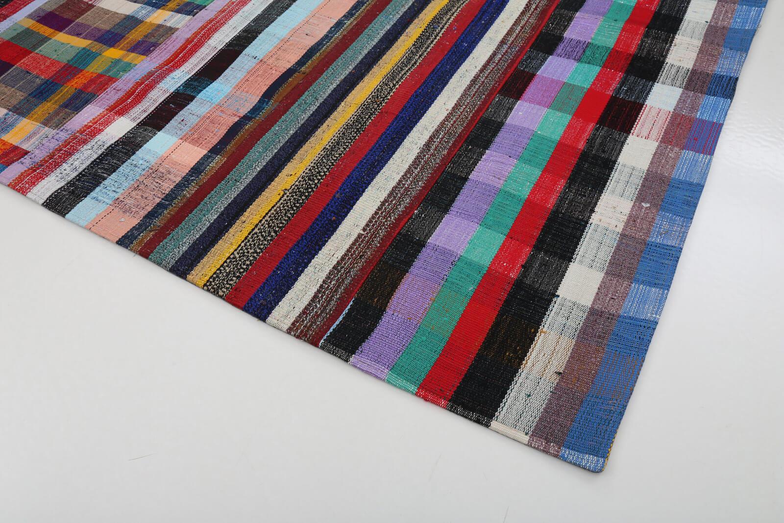Kırk Yama Gri Patchwork Pamuk Yün El Dokuma Halısı 250x307 Agacan
