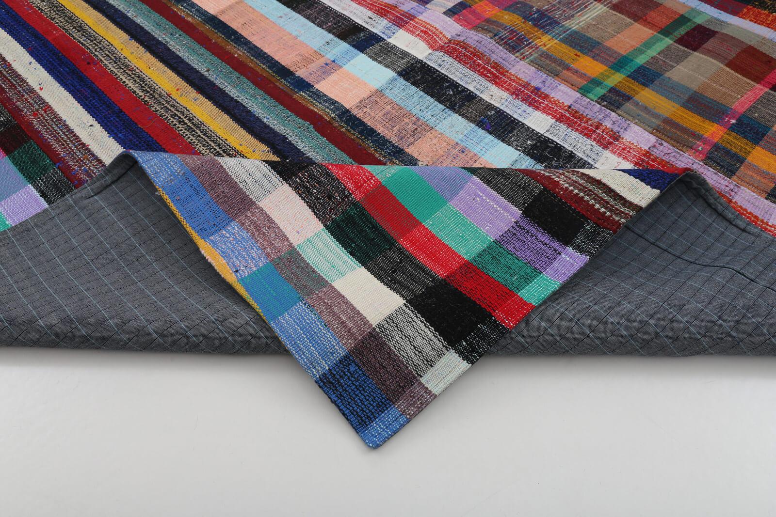 Kırk Yama Gri Patchwork Pamuk Yün El Dokuma Halısı 250x307 Agacan