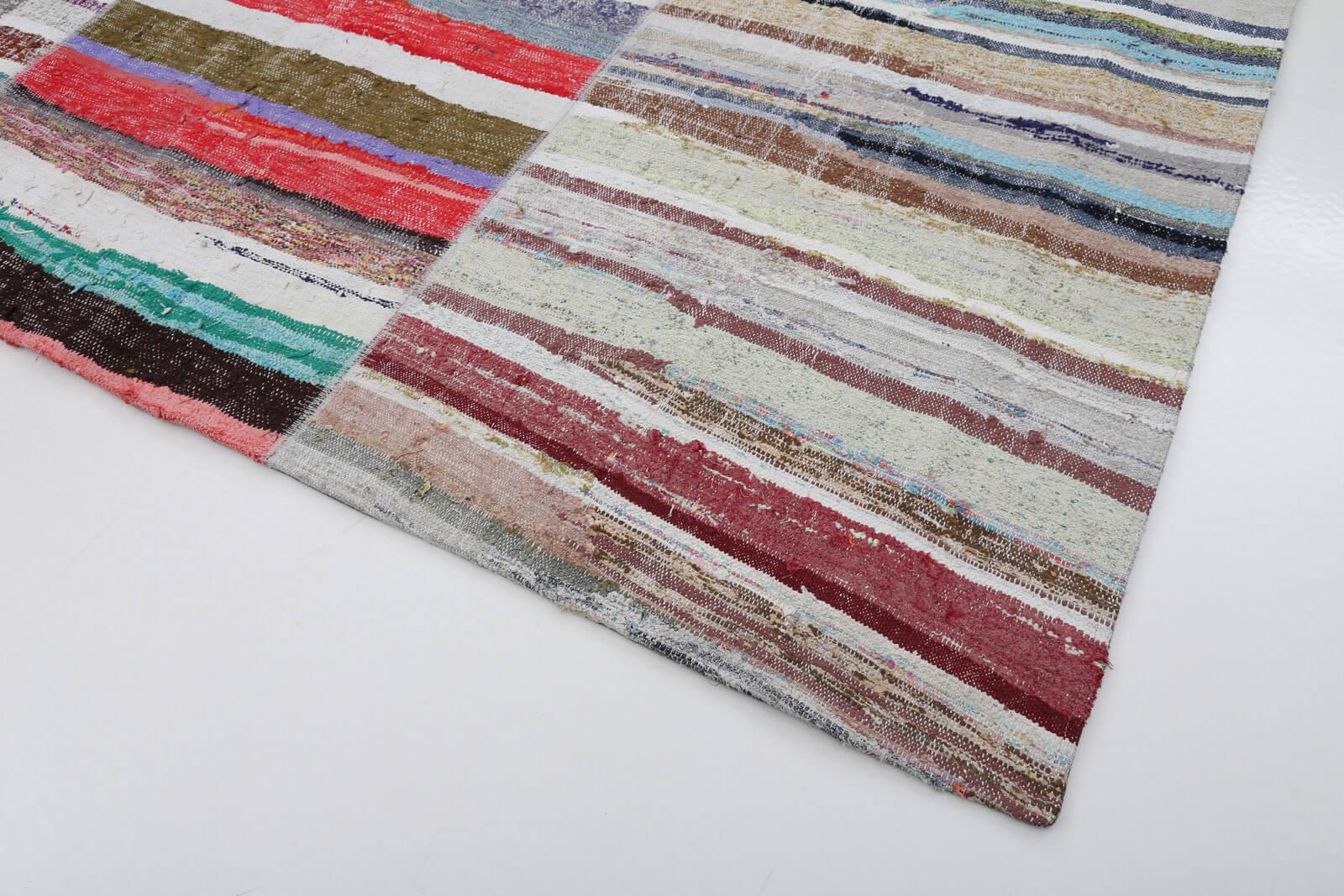 Kırk Yama Gri Patchwork Pamuk Yün El Dokuma Halısı 245x302 Agacan