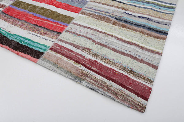Kırk Yama Gri Patchwork Pamuk Yün El Dokuma Halısı 245x302 Agacan