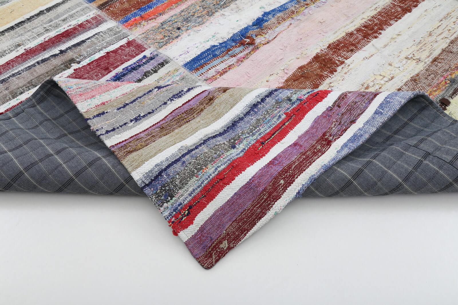 Kırk Yama Gri Patchwork Pamuk Yün El Dokuma Halısı 245x302 Agacan