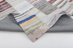 Kırk Yama Bej Patchwork Pamuk Yün El Dokuma Halısı 251x350 Agacan