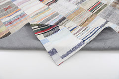 Kırk Yama Bej Patchwork Pamuk Yün El Dokuma Halısı 251x352 Agacan