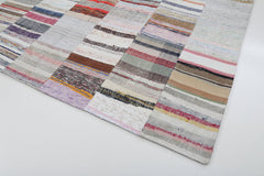 Kırk Yama Bej Patchwork Pamuk Yün El Dokuma Halısı 246x352 Agacan
