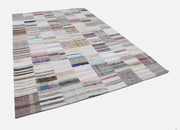Kırk Yama Bej Patchwork Pamuk Yün El Dokuma Halısı 248x370 Agacan