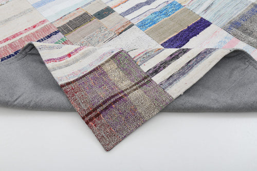 Kırk Yama Bej Patchwork Pamuk Yün El Dokuma Halısı 248x370 Agacan
