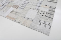 Kırk Yama Bej Patchwork Pamuk Yün El Dokuma Halısı 253x305 Agacan