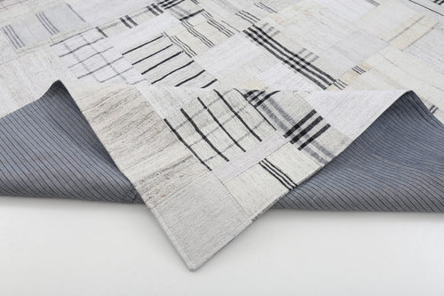 Kırk Yama Bej Patchwork Pamuk Yün El Dokuma Halısı 253x305 Agacan