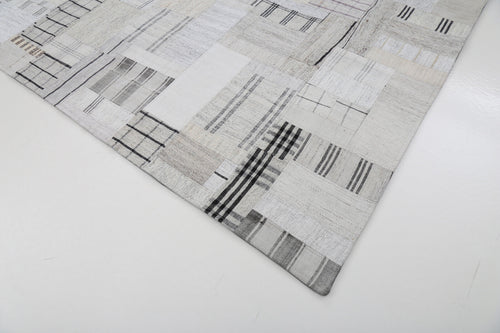 Kırk Yama Bej Patchwork Pamuk Yün El Dokuma Halısı 253x304 Agacan