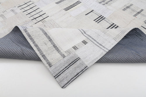 Kırk Yama Bej Patchwork Pamuk Yün El Dokuma Halısı 253x304 Agacan