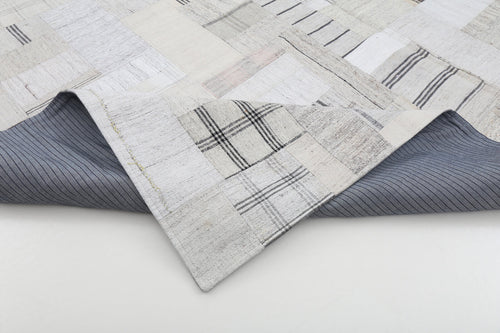 Kırk Yama Bej Patchwork Pamuk Yün El Dokuma Halısı 251x305 Agacan