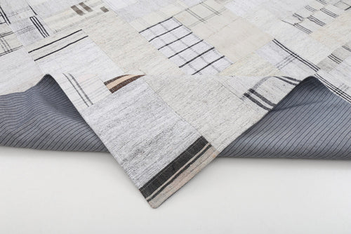 Kırk Yama Bej Patchwork Pamuk Yün El Dokuma Halısı 265x362 Agacan