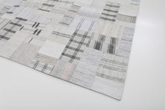 Kırk Yama Bej Patchwork Pamuk Yün El Dokuma Halısı 263x366 Agacan