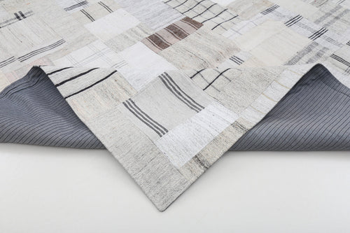 Kırk Yama Bej Patchwork Pamuk Yün El Dokuma Halısı 263x366 Agacan