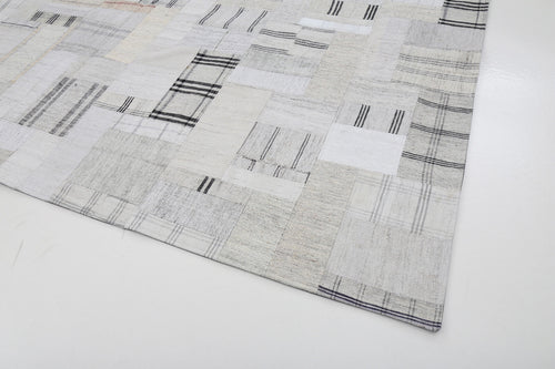 Kırk Yama Bej Patchwork Pamuk Yün El Dokuma Halısı 265x370 Agacan