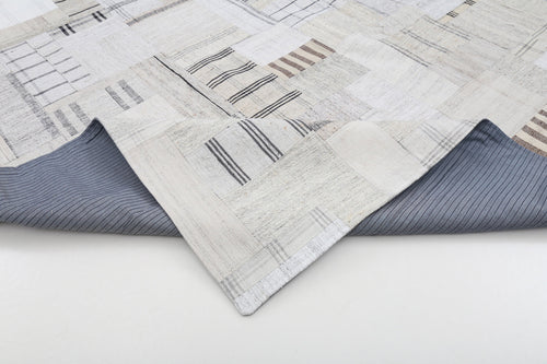 Kırk Yama Bej Patchwork Pamuk Yün El Dokuma Halısı 265x370 Agacan