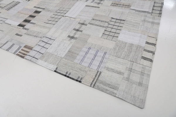 Kırk Yama Bej Patchwork Pamuk Yün El Dokuma Halısı 298x401 Agacan
