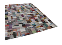 Multi-Color Geometric Vintage Rag Kilim Rug 299x404 cm (9'10" x 13'3")