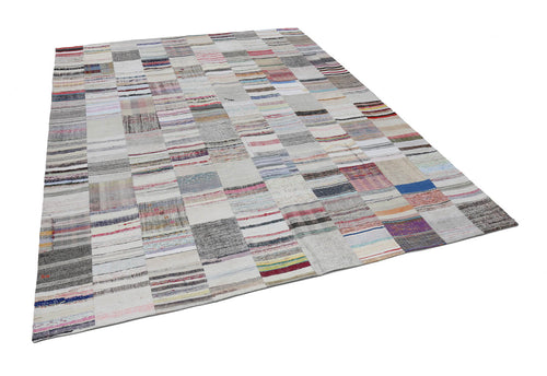 Kırk Yama Bej Patchwork Pamuk Yün El Dokuma Halısı 302x400 Agacan