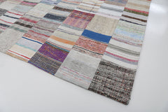 Kırk Yama Bej Patchwork Pamuk Yün El Dokuma Halısı 302x400 Agacan