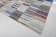 Kırk Yama Bej Patchwork Pamuk Yün El Dokuma Halısı 303x401 Agacan