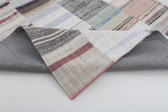 Kırk Yama Bej Patchwork Pamuk Yün El Dokuma Halısı 301x402 Agacan