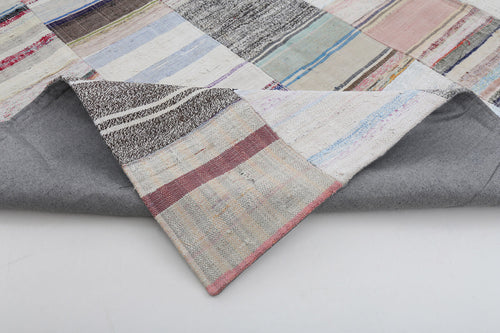 Kırk Yama Bej Patchwork Pamuk Yün El Dokuma Halısı 301x402 Agacan