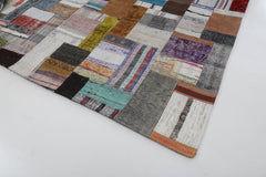 Kırk Yama Gri Patchwork Pamuk Yün El Dokuma Halısı 300x401 Agacan