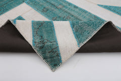 Flag Patchwork Mavi Figürlü Pamuk Yün El Dokuma Halısı 200x300 Agacan